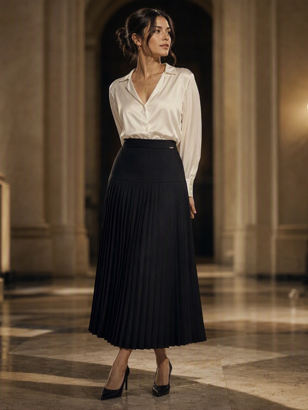 Celeste Collection Pleated Maxi Skirt